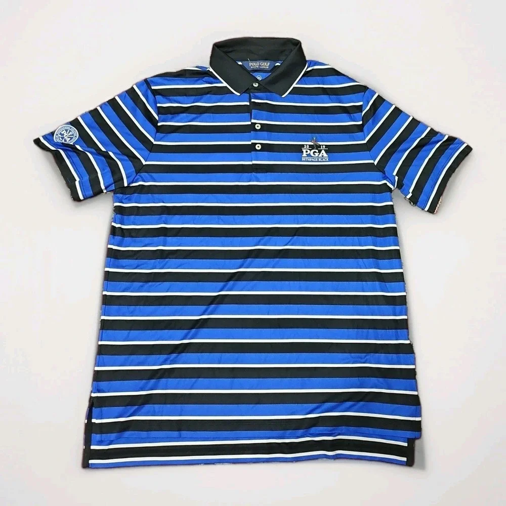 Mens official Polo Ralph Lauren striped golf polo 2019 PGA Championship Large